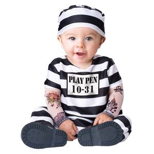 Convict Cutie Baby Halloween Costume Size 12-18M